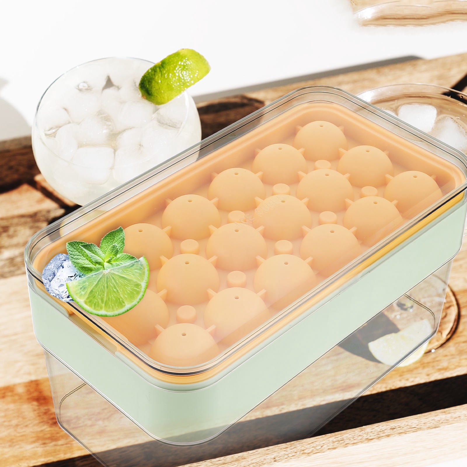 LEORX 1 Set Ice Tray for Freezer Plastic Ice Sphere Maker Nonstick Surface for Home Use