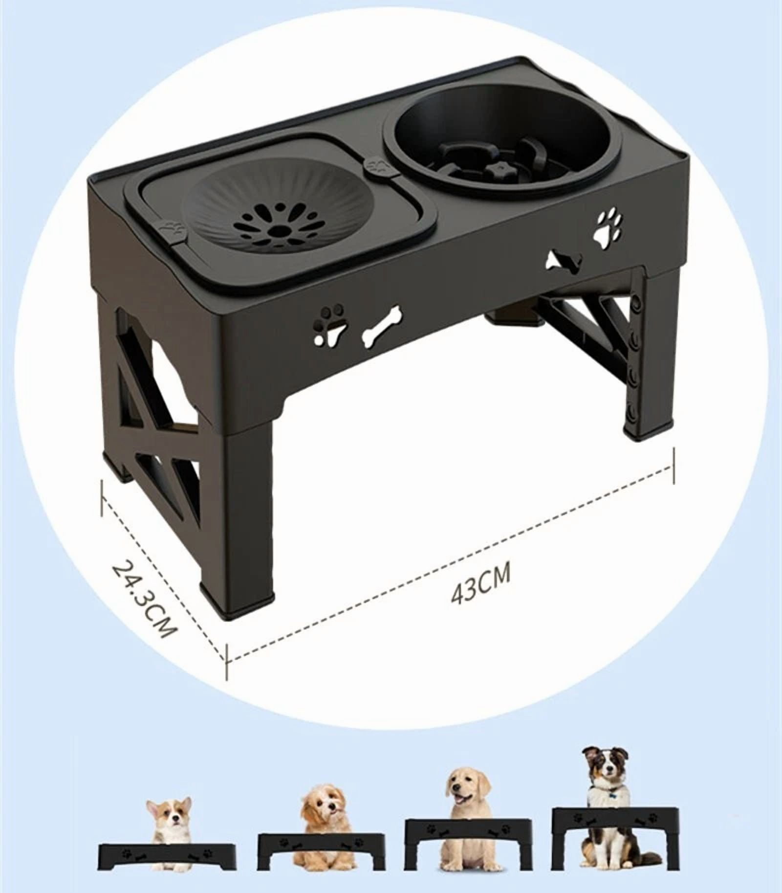 LUOLAX 2-in-1 Elevated Slow Feeder Dog Bowls, 4 Height Adjustable Raised Dog Bowl Stan