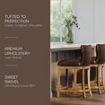 thumbnail image 3 of Maven Lane Hugo 26 Inch High Counter Height Barstool with Low Back in Walnut Finish with Marksman Saddle Vegan Leather Upholstered Seat, Set of 2, 3 of 6