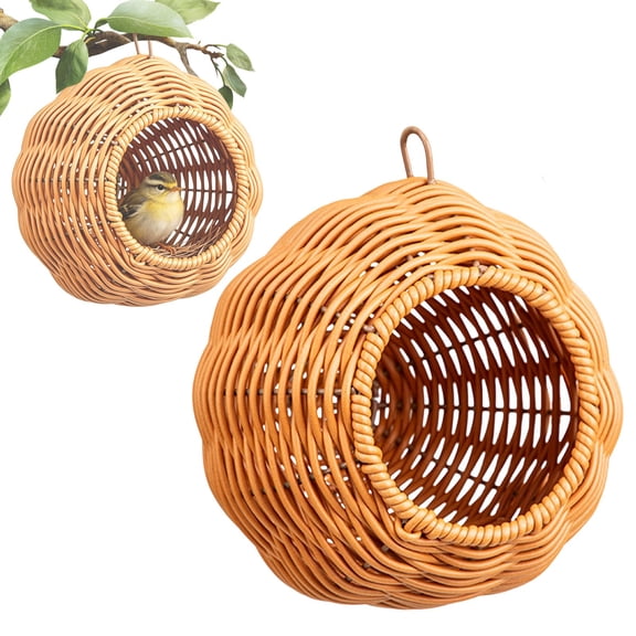 Parakeet Nest, Chewproof Steel Frame Washable Small Bird House for Cage, Hanging Cozy Warm Bed Hammock Hideout Lay Eggs Sleep for Lovebird Canary Budgie, Nido para Pajaritos (Double Hole - C)