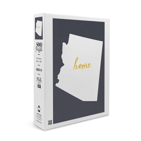 Arizona, Home State, White on Gray (19x27 inches, Premium 500 Piece Jigsaw Puzzle for Adults and Family, Made in USA)