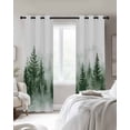 thumbnail image 4 of Green Foggy Forest Blackout Curtains for Bedroom Living Room Darkening Curtains 90 Inch Watercolor Mist Mountains Landscape Black Out Window Curtain Privacy Window Treatment Grommet Drapes 52"x90"x2, 4 of 9