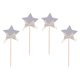 thumbnail image 1 of Paquete de 4 Púas para Cupcakes de Estrellas con Decoración de Nudo de Lazo para Bodas, Adornos para Tartas de para Niños Plata Soledad Primeros de la torta de las estrellas, 1 of 8