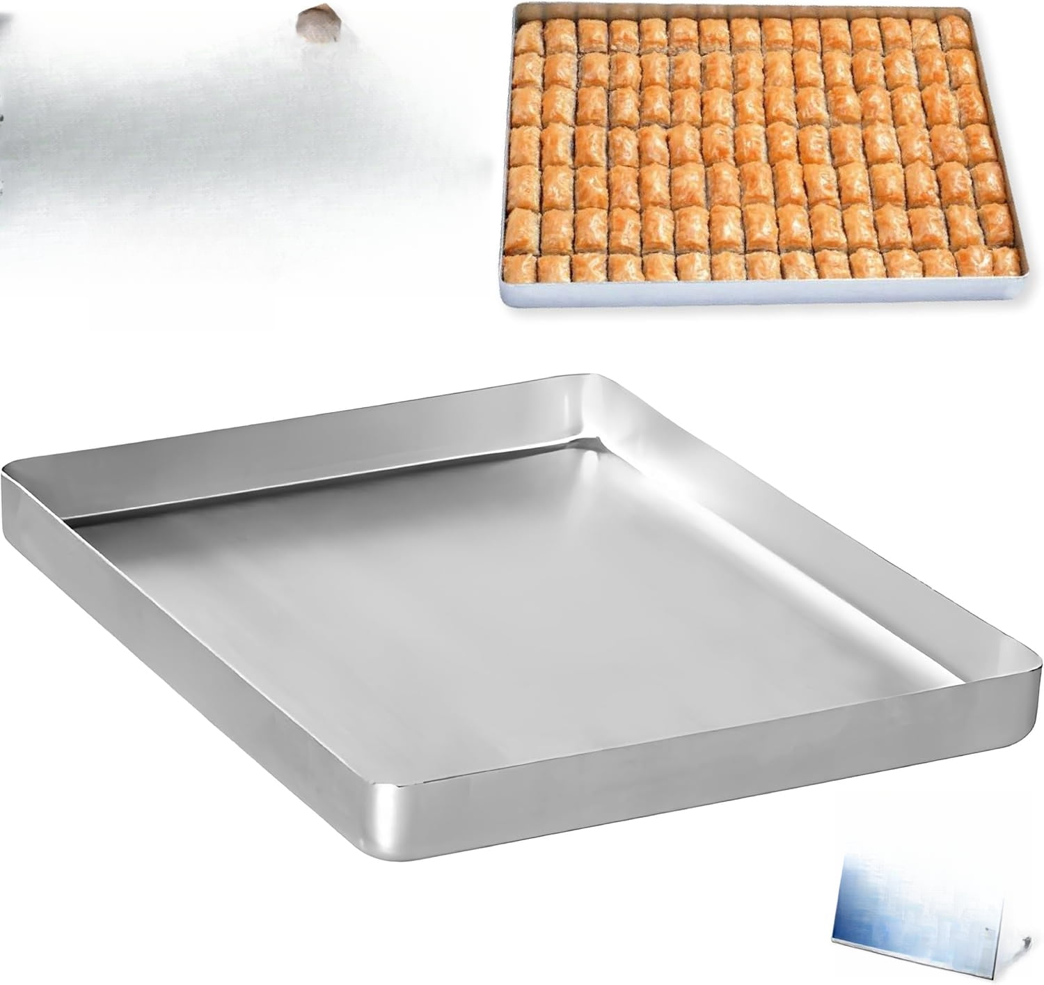14 x 18 Inch Aluminum Half Sheet Baking Pan, Heavy-Duty Cookie Sheet for Oven Baking, Thick Rust-Resistant Baking Tray for Cookies, Roasting & Pastries, Silver