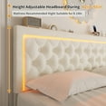 thumbnail image 6 of Queen Bed Frame with 4 Storage Drawers, Upholstered Platform Bed Frame with Type-C & USB Ports, Adjustable Button Tufted Headboard, Mattress Foundation with Slats Support, No Box Spring Needed, Beige, 6 of 11
