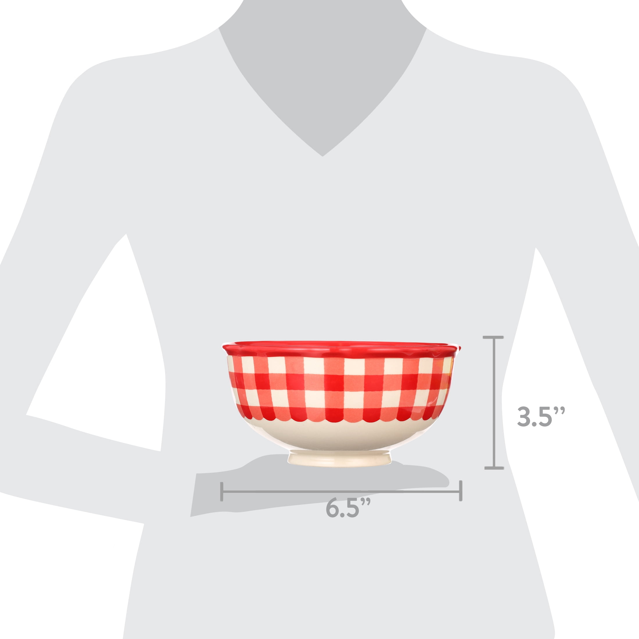 The Pioneer Woman Red Gingham Ceramic Bowl