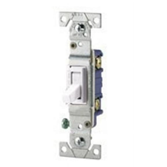 Eaton C1301-7LTW-L 15-Amp, 120-Volt Side and Push Wire Single-Pole Toggle Lighted Switch, White