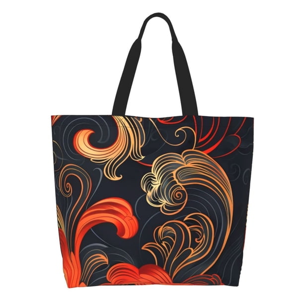 Disketp Fiery Floral Pattern Bolsa Tote Estampada para Mujer, Bolso de Hombro y de Mano para Compras y Viajes