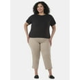 thumbnail image 2 of JMS Just My Size by Hanes Women's Plus Snap Hem Pull On Cropped Pants, 23" Inseam, Sizes 0X-4X, 2 of 5
