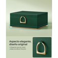 thumbnail image 3 of Caja Joyero, Estuche de Joyas con 2 Capas, con Asa, Bandeja Flexible, 20.5 x 24 x 11 cm, Verde Bosque, 3 of 7