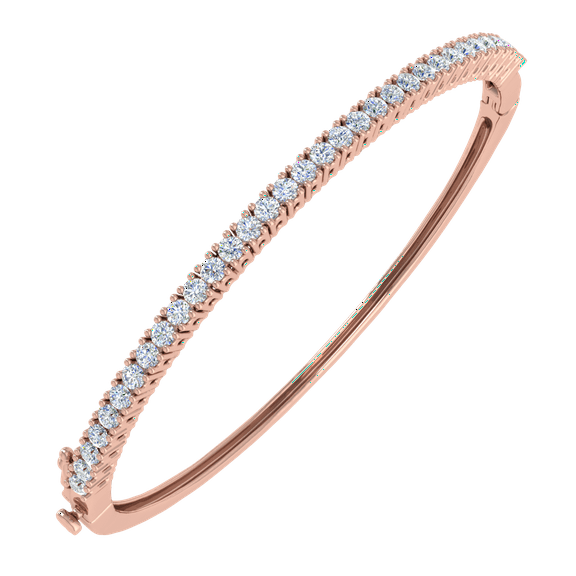 1 1/3 Carat Diamond Womens Bangle Bracelet in 14K Rose Gold (SI1-SI2 Clarity)