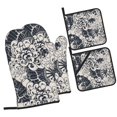 thumbnail image 3 of ZNDUO Oven Mitts and Pot Holders Sets, Abstract Vintage Chrysanthemum Texture Pattern Non-Slip Cooking Oven Gloves, 3 of 8