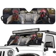 thumbnail image 2 of HUIAOCNG Cool Rooster Windshield Sun Shade,American Flag Car Sun Shade for Rubicon Sahara TJ JK JKU 2 Door & 4 Door, UV Rays Blocker Sun Visor Shade Keep Vehicle Cool,Black, 2 of 6