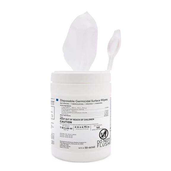 McKesson Disposable Surface Wipes, Pre-Moistened Disinfecting Wipes, 160 Wipes, 1 Pack