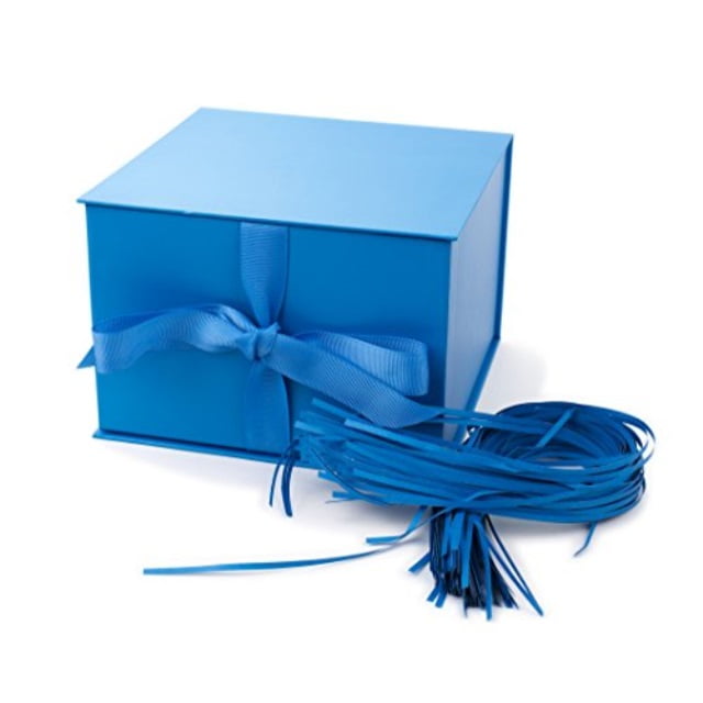 Photo 1 of Hallmark 7 Gift Box with Lid and Paper Fill (Blue) for Birthdays, Baby Showers, Hanukkah, Christmas, Holidays, Father's Day and More