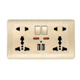 thumbnail image 4 of Double Wall Power Socket Universal 5 Hole 13A Dual USB Charger Port Socket with Switch, 4 of 4