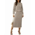 thumbnail image 3 of 2 Piece Skirts Sets for Women Fall Fashion Striped Sweater Midi Dress Knit Lounge Travel Winter Clothes Beige Black S, 3 of 10