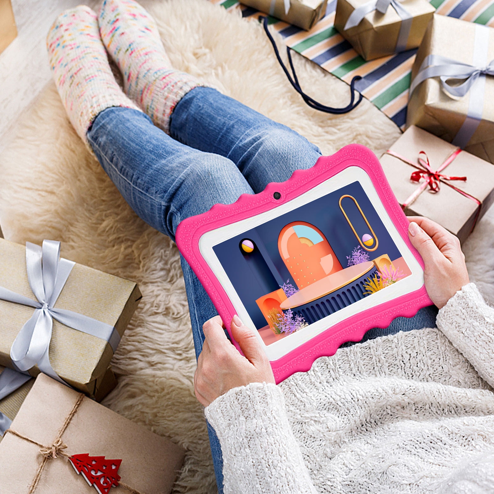 Tablet for Kids, maho 7-inch Children's Tablet Computer 1+8G Android Tablet Front And Rear Camera Tablet Children's Early Education Learning Machine Parent-child Gift,Red