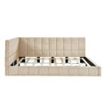thumbnail image 3 of Full Size Upholstered Daybedt, Sturdy Sofa Bed Frame with Backrest & Armrest & Sturdy Wood Slats, Floor Daybed for Bedroom Apartmen, Easy to Assembly, Velvet-Beige, 3 of 7