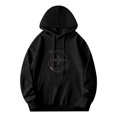 thumbnail image 3 of Women's Long Sleeve Hooded Pullover Sweatshirt with Pockets Compass Design & ' DON ' T BLEND LIKE A LOSER ' Text Relaxed Fit, 3 of 7