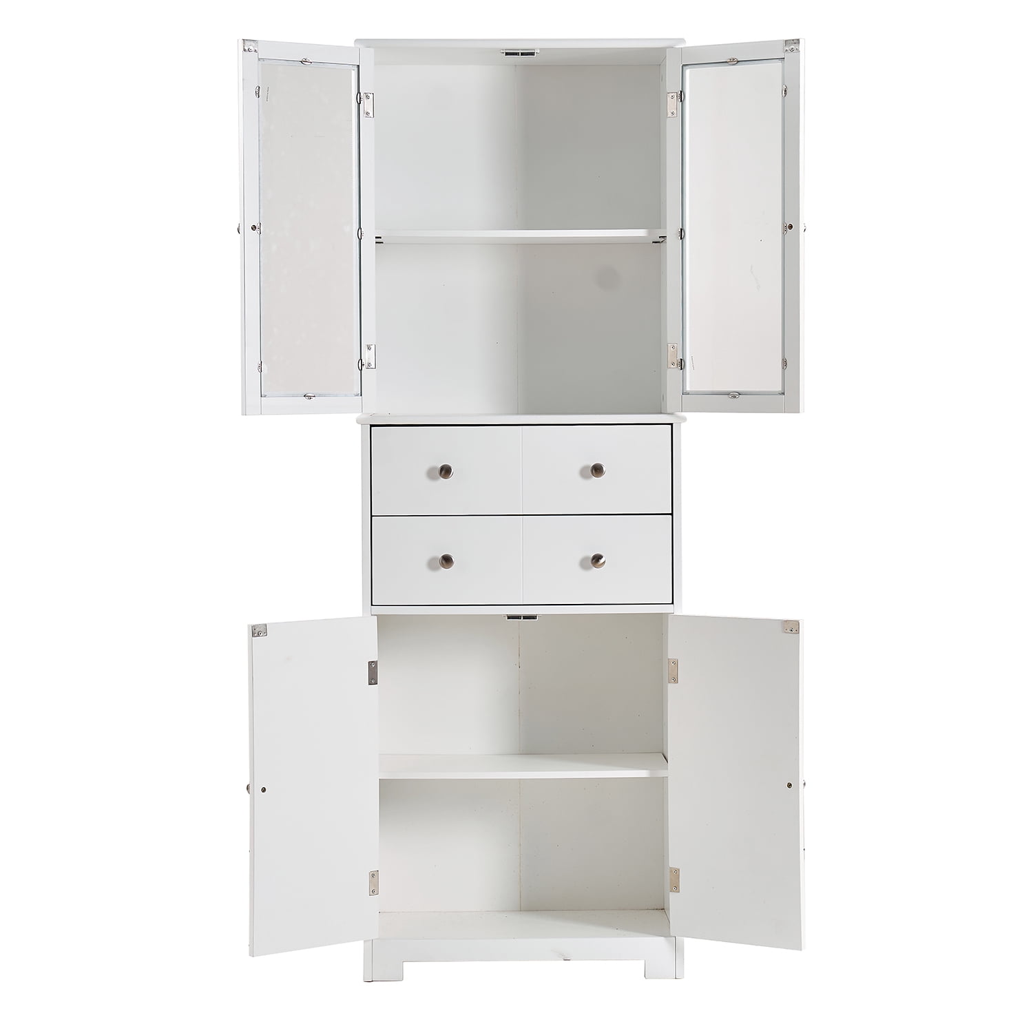 Mintazer 67" Tall Kitchen Pantry Cabinet with Doors, Freestanding Storage Cabinet with 2 Drawers & Adjustable Shelf for Kitchen Bathroom Craft Room, White