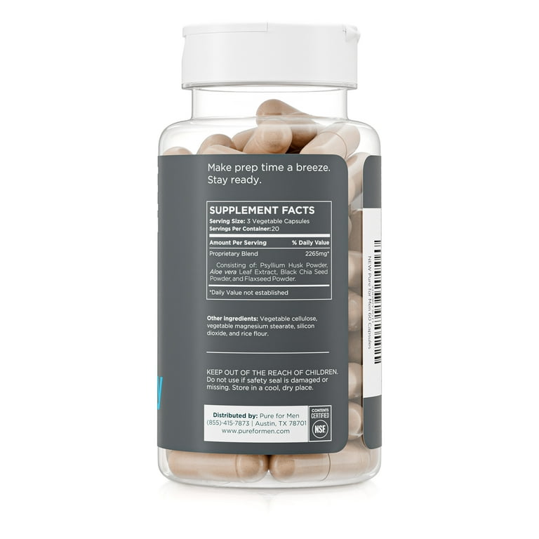 Pure for Men - The Original Vegan Cleanliness Fiber Supplement, 60 Capsules - Proven Proprietary Formula