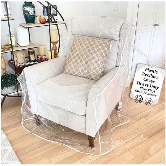 CozyNestFinds Clear Plastic Recliner Cover - Thick Heavy Duty Vinyl Armchair Cover for Protection Against Cat & Dog Clawing - Stain & Dust Protector - Waterproof Slipcover for Moving & Storage