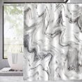 thumbnail image 2 of 1pc Luxury Gray Golden Marble Shower Curtain Set - Waterproof, Washable, and Standard Size for Bathtub - Includes 12 Plastic Hooks, 2 of 5