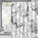 thumbnail image 2 of 1pc Luxury Gray Golden Marble Shower Curtain Set - Waterproof, Washable, and Standard Size for Bathtub - Includes 12 Plastic Hooks, 2 of 5