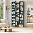 thumbnail image 3 of Homfa 2 Pieces Blue Bookshelves, 71’’ Tall Three Row Bookshelf with Adjustable Shelves, 21-Cubes CD Display Storage Organizer Shelf for Living Room Home Office, 3 of 7