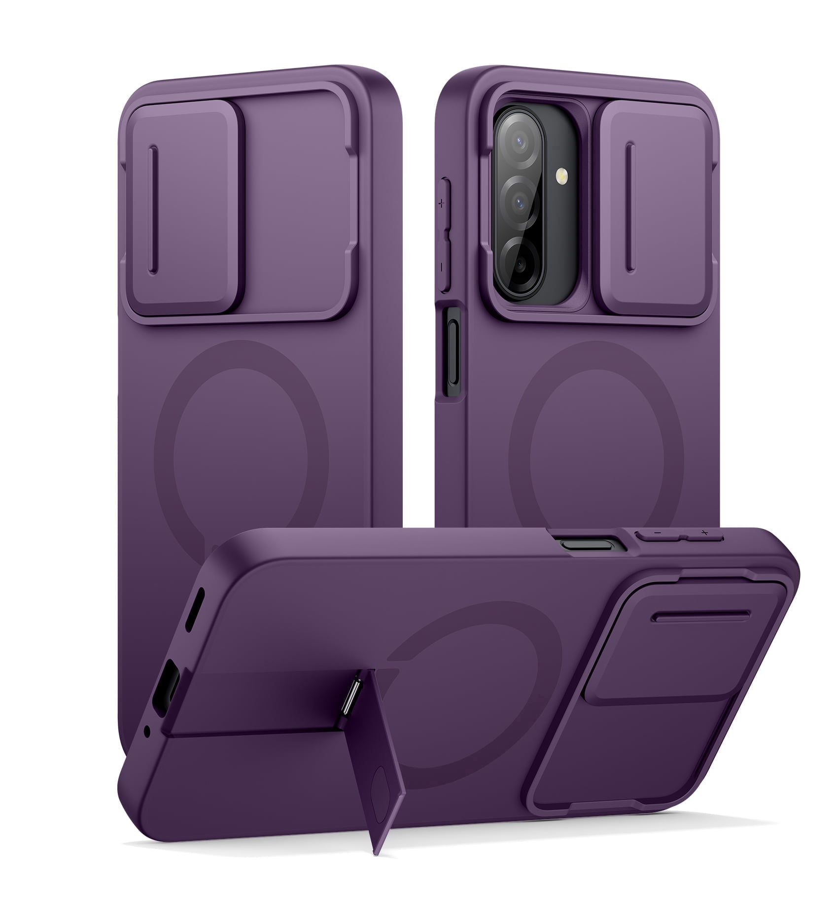 SURITCH for Samsung Galaxy A17 / A26 Phone Case, Magnetic Protective Cover with Camera Cover and Adjustable Metal Kickstand, Purple