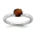 thumbnail image 1 of 925 Sterling Silver Stackable Expressions Tigers Eye Rhodium-plated Ring Size: 5; for Adults and Teens; for Women and Men, 1 of 5