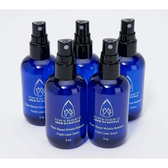 Wrinkle Release Spray Travel Set – 5 Pack (3oz) by Tom & Sheri – Natural, TSA-Friendly Iron in a Bottle