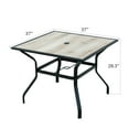 thumbnail image 3 of Domi Outdoor Patio Dining Table Square Metal Table with Umbrella Hole and Wood-Look Tabletop for Porch,Garden,Backyard,Balcony(37''x37''), 3 of 8