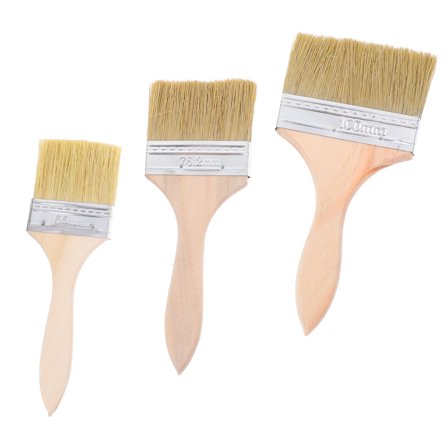 MLINS 3pcs Versatile Paint Brush Set With Ergonomic Wooden Handles Flat Chip Paint Brushes For Walls Furniture Painting Cleaning