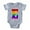 Heather Gray, variant on - Rainbow Letter E - Cute Infant Baby Football Bodysuit