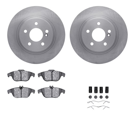 Dynamic Friction Company Rear Brake Rotors with 5000 Euro Ceramic Brake Pads includes Hardware 6612-63340