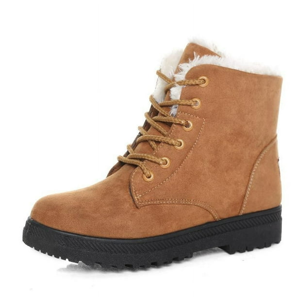 Botas de nieve para mujer, tacón plano, estilo coreano, botas Martin, botas cortas de algodón para invierno, zapatos de algodón para mujer, talla grande