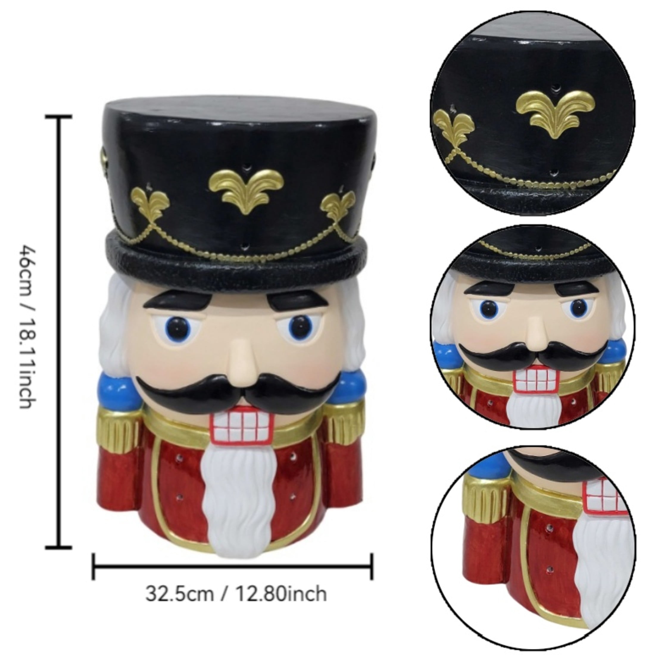 Noble House Nutcracker Stool, Cute Animal Side Table Decor, Outdoor Creative Figurine Seat for Patio, Garden, Multicolor