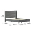 thumbnail image 5 of Emma + Oliver Queen Accent Extended Panel Platform Bed in Dark Gray Fabric, 5 of 10