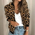 thumbnail image 2 of Tiweut Womens Jackets Lightweight Zip Up Leopard Print Coat Stand Collar Outwear Regular Blouses Khaki,XL, 2 of 7