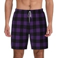 thumbnail image 2 of Goofa Purple Black Plaid Printed Men's Swim Trunks Board Shorts Quick Dry Mens Swimming Trunks with Compression Liner,Breathable Fit Hawaii Beach Shorts-Medium, 2 of 9