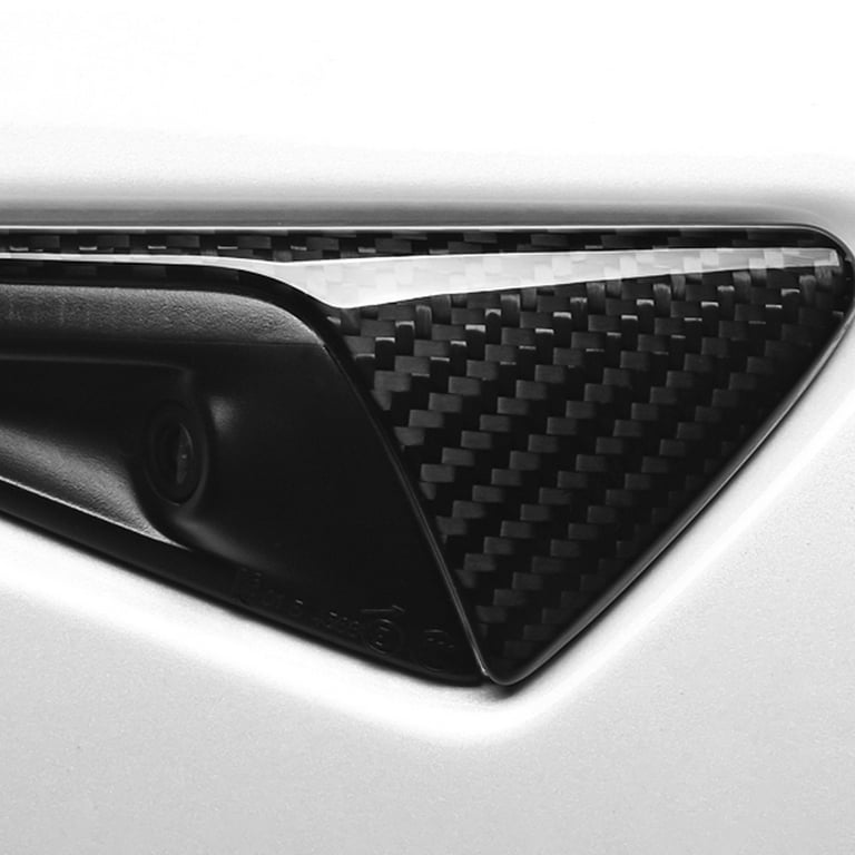 Fit for 2021 Tesla Model 3/Y Carbon Fiber Look Side Fender Camera Flank  Cover 2x