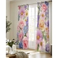 thumbnail image 5 of Purple Pink Floral Sheer Curtains 63 Inch Length 2 Panels Set for Living Room/Bedroom, Spring Farmhouse Country Vintage Flower Kitchen Curtains Grommet Semi-Sheer Curtains Window Treatments 42"x63"x2, 5 of 7
