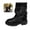 Black, variant on Willtoo Womens Retro Platform Mid-Calf Boots with Metal Buckles and Rivets Round Toe Slouchy Ruched Stacked Combat Boots
