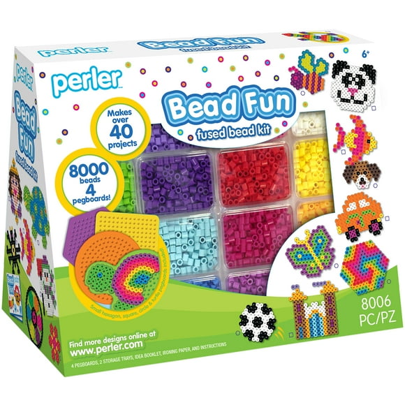 Perler Activity Kit and Storage Trays, 8000 Beads + pegboards, 8006 pcs