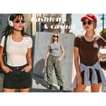 thumbnail image 3 of Anygrew Tops for Women with Built in Bra Short Sleeve Scoop Neck Camisoles Casual Classic Basic Shirts, 3 of 6