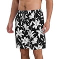 thumbnail image 2 of Fuzoiu Lilies Flowers Print Men's Beach Shorts,Men's Swim Trunks,Quick Dry Board Shorts with Pockets,Men's Bathing Suits for Surfing, Running, and Casual Wear-Medium, 2 of 6