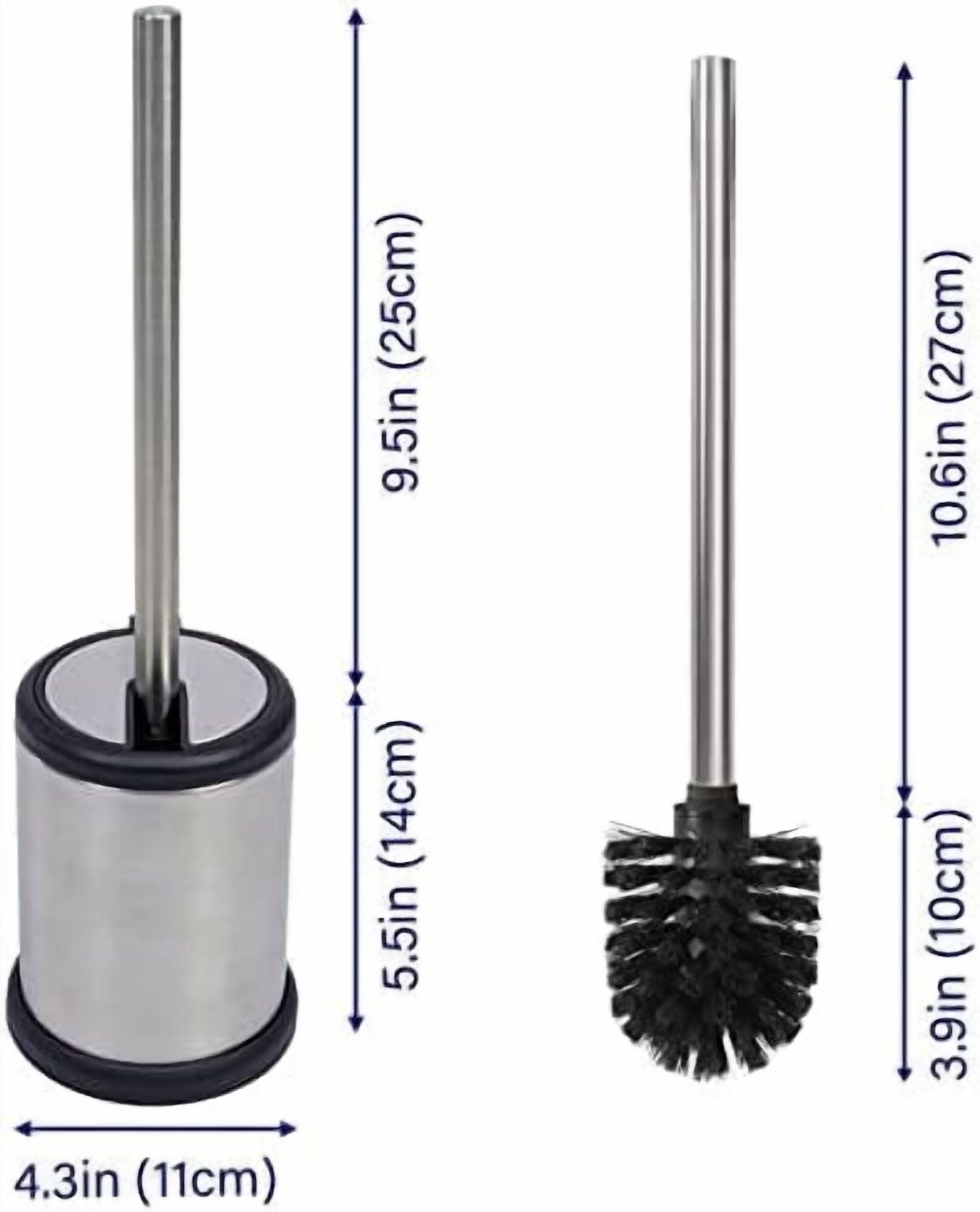 Stainless Steel Toilet Bowl Brush and Holder set for Deep Cleaning,Bowl Scrubber Brush with Lid for Bathroom,Deluxe Freestanding Toilet Brush and Plunger Combo