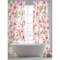 thumbnail image 5 of Pink Flowers Sheer Curtains 84 Inch Length 2 Panels Set, Watercolor Spring Botanical Floral Leaves Voile Window Treatment Rod Pocket Curtains Sheers Drapes for Bedroom/Living Room/Kitchen 52"x84"x2, 5 of 7